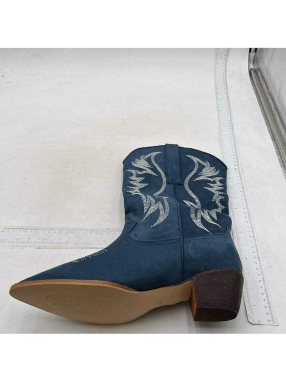 Western Cowgirl Ankle Boot for Women with Embroidered Comfy Fashion Boot Blue